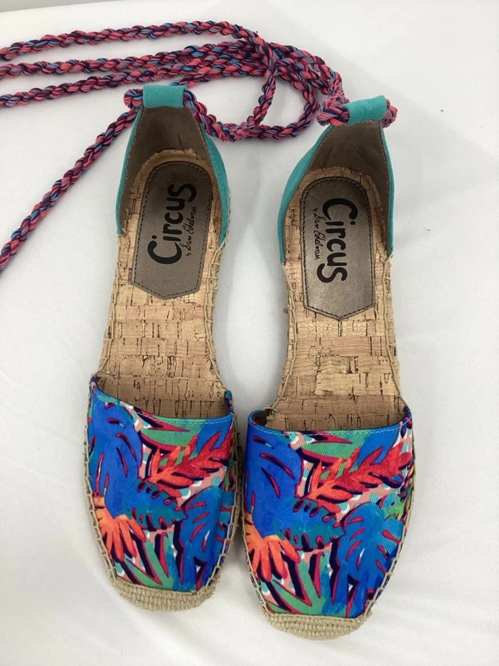 Sam Edelman Leonora Canvas  Braided Espadrille Flats TROPICAL Print